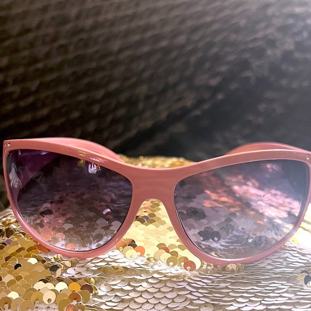 PINK SUNGLASSES WITH RHINESTONES AND DESIGNS UV400